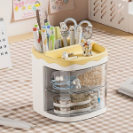 Armas Multikas Laua Korraldaja Sahtliga - Veekindel Pol&uuml;prop&uuml;leen Pastakahoidja ja Multifunktsionaalne Kosmeetika Ehete Sahtli Korraldaja , Geltona