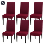 6tk/komplekt Siid &Uuml;hev&auml;rviline Elastne Toolikate, Veniv Spandex Eemaldatav Pestav Kaitsekatte S&ouml;&ouml;gitoa K&ouml;&ouml;gi Hotelli jaoks., Raudonas vynas