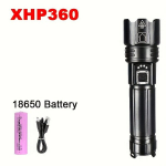 Ultra-Heled Xhp360 LED Taskulamp - 2000-3500 Luumenit, Pika Vahemikuga Valgustus Kuni 500M., Su 18650 baterija