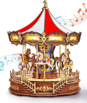3D puidust mehaaniline konstruktor Robotime Classic Carousel