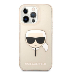 Karl Lagerfeld KLHCP13LKHTUGLGO iPhone 13 Pro / 13 6.1 kuldse v&auml;rvi kaitse&uuml;mbris Glitter Karl`i pea