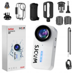 Seiklus- ja vabaajakaamera Spordikaamera sjcam c110 + valge 4k30fps 20mp veekindel wi-fi g&uuml;roskoop statiivi