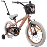 16 tolline laste jalgratas poistele juhtimisratastega abirataste ja korviga Verdant Rowan cappuccino