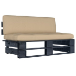 vidaXL Aiadiivani keskmine osa on valmistatud kaubaalustest, must immutatud m&auml;nniga, Must