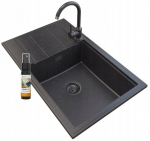 Graniidist valamu Granitan Louis must k&ouml;&ouml;gisegisti sifoon komplekt