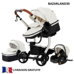 BAZARLAND30. 3 in 1 Lapse B&eacute;b&eacute; Kombin&eacute;e Auto-Iseat Nacelle Trio P&ouml;&ouml;ratav pu Nahk Suutmatu Rattad Kande.tasuta.