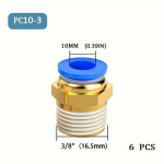 AGASHE 6tk Metall Surveliitmikud 10mm Torudele - Vastupidavad Adapterid K&otilde;rgsurve &Otilde;hupumpadele, PC10-3 (6 PCS)