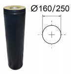 Must isoleeritud korstnatoru. L-1000 mm. D-160/250 mm.