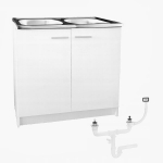 Valge k&ouml;&ouml;gikapp 2-kohaline valamu n&otilde;udepesumasinap&uuml;&uuml;dja 80x50cm