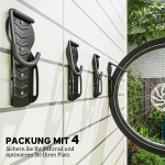 SPORTNOW 4 vertikaalse jalgratta seinakinnituse komplekt 30 kg kandev&otilde;imega kokkupandav jalgrattakinnitus seinale 4 jalgratta jaoks jalgratta stend maanteerattale, MTB e-jalgratta jalgratta vedrustuse jaoks garaažimajja mustaks, Juoda