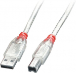 LINDY USB 2.0 A/B kaabel - L&auml;bipaistev - 3m