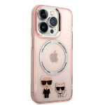 Karl Lagerfeldi &uuml;mbris iPhone 14 Pro Max 6.7 KLHMP14XHKCP roosa HC Magsafe IML Ring + K-C logo jaoks