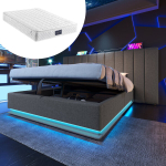 Kahekohtaline voodi 160x200, LED, USB-C, madratsiga, hall