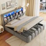 Pehmete voodi 180x200, h&uuml;drauliline, USB, LED, hall, 1 tk