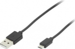 Usb-a kuni Micro Usb B kaabel, 1m, must, andmeedastus ja laadimine