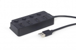 Gembird USB keskseade UHB-U2P4P-01 USB 2.0 4 porti, must, kompaktne disain, toiteallikaga keskus, Windows 11 &uuml;hilduv, Must
