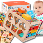 Puidust Montessori sensoorsortija, painduv kuubik, 12 tk, alates 2. eluaastast