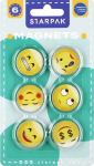 Emotikonidega v&auml;rvilised magnetid, 33mm, 6 tk. komplektis