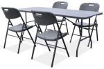 Kokkupandavate aiem&ouml;&ouml;bli komplekt Catering, 180 cm laud ja 4 tooli, Graphite Wood