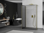 Mexen Kioto du&scaron;isein Walk-in 120 x 120 x 30 cm, must raam, kuldne harjatud - 800-120-120-221-55-70-030