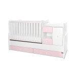 Muudetav lastevoodi Lorelli MiniMAX New, 60x120/72x190 cm, valge/roosa