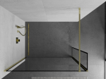 Mexen Kioto du&scaron;isein Walk-in 120 x 30 cm, must raam, kuldne - 800-120-212-50-70-030