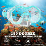 Laste sukeldumismask panoraamvaatega 180&deg; Anti-Fog sinine &mdash; snorgeldamisvarustus, basseini tarvikud, ujumisprillid, ujumismask, sukeldumiskomplekt, laste ujumine, puhkus vee &auml;&auml;res