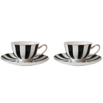 Espresso kruus alustassiga, Stripy black & white, 80 ml, Bombay Duck, must/valge, 2 tk.