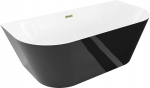 Mexen Oval Slim vaba seisev vastu seina paigutatav vann 170 x 80 cm, valge/must, kuldne &uuml;levool - 52661708075-50, 170 x 80 cm