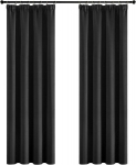 Termo-pimendavad kardinad, mustad, 2 tk komplekt 140x145 cm &mdash; magamistoa kardinad, soojustuskardinad, paelaga kardinad, aknatekstiilid, helikindlad kardinad, elutoa aknakaunistus, valmiskardinad