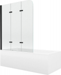 Mexen Cubik ristk&uuml;likukujuline vann 150 x 70 cm, korpuse ja kolmekordse 120 cm l&auml;bipaistva musta kardinaga, 150 x 70 cm