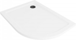 Mexen Flat poolringikujuline, slim, vasakpoolne du&scaron;ialus 100 x 80 cm, valge, must sifoon - 41108010L-B