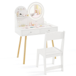 Laste printsessi meigilaud ja tooli komplekt, 70&times;34&times;102 cmin, Valge