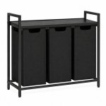 Pesukott BEGRYF, 92,5 x 33 x 71 cm, must, 114 l, 3 eemaldatava kotiga