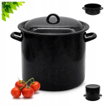 Emaileeritud teraspott kaanega, 32cm, must marmor muster
