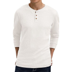 Meeste vahvelkoes pikkade varrukatega Henley s&auml;rk elegantne valge XXL, XXL