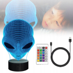 3d Led-&ouml;&ouml;lamp "alien Pilot" Rgb-kaugjuhtimispuldiga