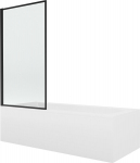 Mexen Vega ristk&uuml;likukujuline vann 160 x 70 cm koos paneeli ja 1-osalise paravanniga 70 cm, must muster - 550116070X9307017070, Mexen Vega stačiakampė vonia 160 x 70 cm su apdaila ir 1 durų uždangalu 70 cm, juodas ra&scaron;tas - 550116070X9307017070