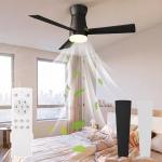 Laeventilaator LED-valgustusega, 3 kahepoolset laba, 6 kiirust, taimer, 30W vaikne, 132cm, must