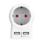 Parveidotājs Skross In-line socket + USB White 7640166324379 1500282 (7640166324379)