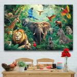 Džungliteemaline Safari Taustakangas Loomadega Pickify, 180*110cm/70.8*43.3inch