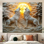 Majesteetlikud Hundid Kuu Taustapilt Pickify, 180*230cm/70.8&times;90.5inch