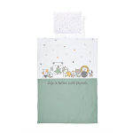 Beebivoodipesukomplekt Lorelli Happy Friends Mint, 4-osaline, ranforce puuvillast