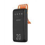 Akupank Talpi &acirc;&euro;žDudao&acirc;&euro;&oelig; ne&Aring;&iexcl;iojama Aku su 3 &Auml;&macr;montuotais laidais, 20000 mAh, USB C tipo + micro USB + &acirc;&euro;žLightning&acirc;&euro;&oelig;, must (Dudao