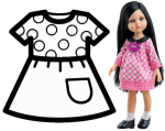 Kleit nukule Paola Reina 32 cm sokkidega