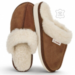 Nowo&reg; naiste naturaalsest seemisnahast lambavillaga soojustatud sussid, pruun