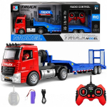 RC veoauto puldiga, haagise, suitsuefektide, tulede ja helidega, USB, 53 cm