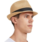 Meeste &otilde;lg Fedora Trilby P&auml;ikesek&uuml;bar UV-kaitsega Beež 61 cm
