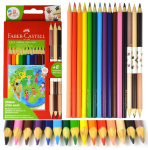 Faber-castell 15 v&auml;rvi kolmnurksed koolipliiatsid (nahatoonidega)