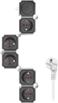 Logilink 5 pistikupesaga pikendusjuhe, painduv, 1,5m, valge-must